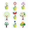 vector flower and tree symbol on white background 