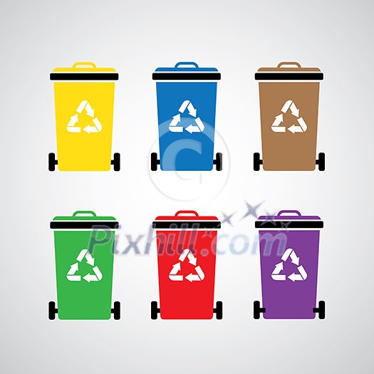 vector recycle bin symbol set 