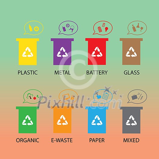 vector trash categories recycle garbage bin  