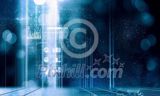 Background digital blue image with market infographs Background digital blue image with market infographs