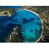 Aerial View of the Splendid Rondinara Beach, Corsica, France