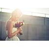 Gorgeous bride on her wedding day (color toned image; shallow DOF)