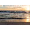 Beautiful landscaped image of sunset over sea