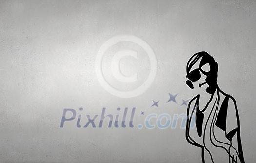 Sketched image of person on concrete background Sketched image of person on concrete background