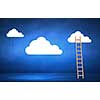 Conceptual designed image with ladder to cloud