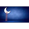 Conceptual image with ladder to moon on blue background