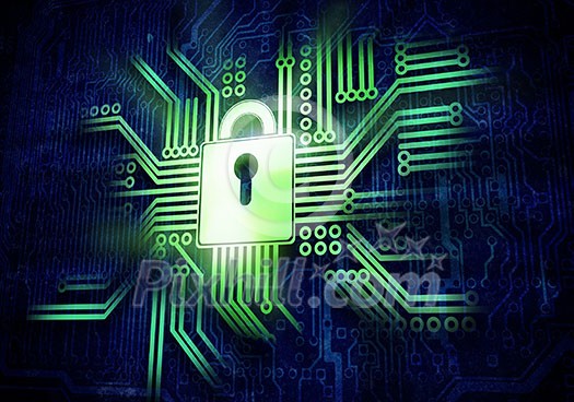 Conceptual image of micro circuit. Security concept Conceptual image of micro circuit. Security concept