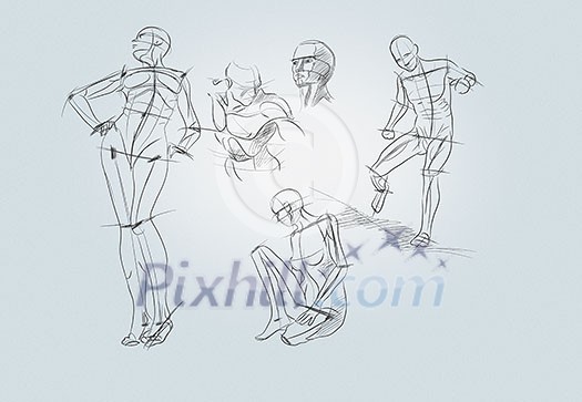 Sketch of human body on white background Sketch of human body on white background