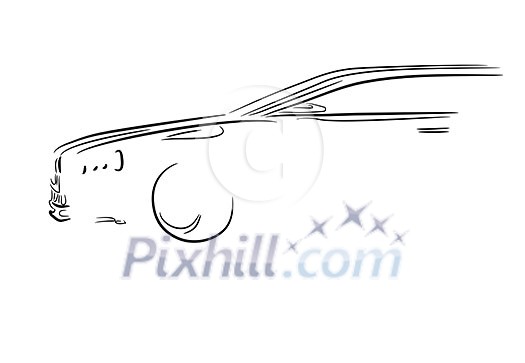 Sketch of car exterior on white background Sketch of car exterior on white background
