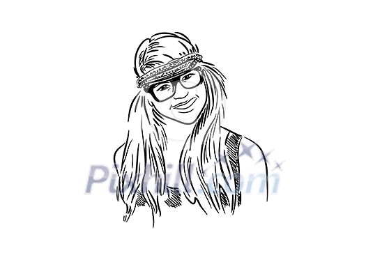 Sketch of woman's portrait on white background Sketch of woman's portrait on white background