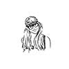 Sketch of woman's portrait on white background