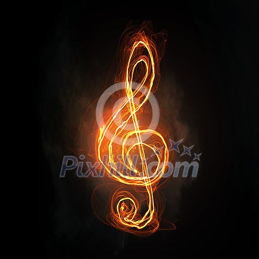 Music light glowing symbol on dark background