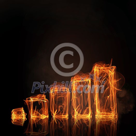 Fire glowing graph sign on dark background Fire glowing graph sign on dark background