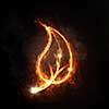 Glowing light leaf icon on dark background