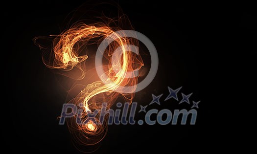 Glowing question mark symbol on dark background Glowing question mark symbol on dark background