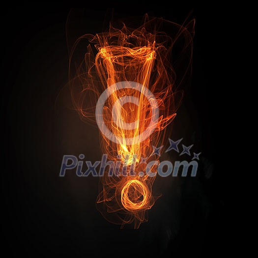Glowing exclamation mark symbol on dark background