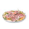 italian pizza with ham isolated on white