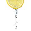 fresh water drop on lemon isolated on white
