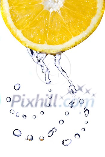 fresh water drops on lemon isolated on white fresh water drops on lemon isolated on white