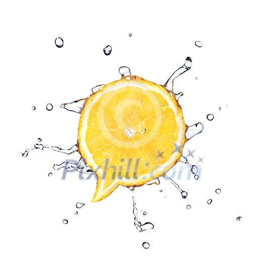 Lemon in shape of dialog box with water drops isolated on white Lemon in shape of dialog box with water drops isolated on white