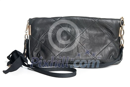 black leather clutch isolated on white black leather clutch isolated on white