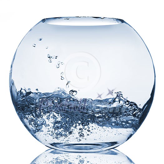 water splash in glass aquarium isolated on white