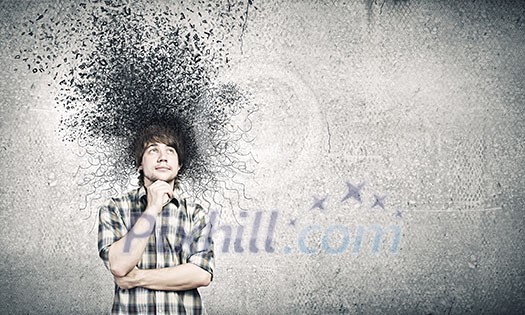 Young troubled businessman thinking over the ideas Young troubled businessman thinking over the ideas