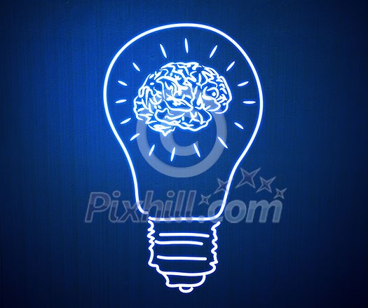 Conceptual image of light bulb and human brain Conceptual image of light bulb and human brain