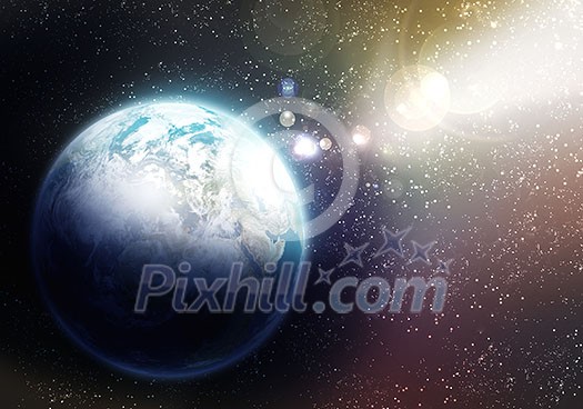 Colorful image of Earth planet. Elements of this image are furnished by NASA