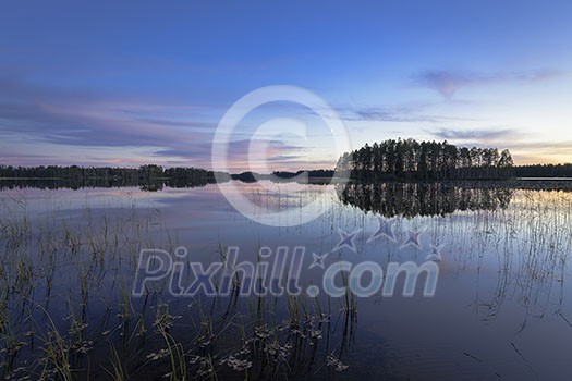 Calm lake scenery in autumn colors Calm lake scenery in autumn colors