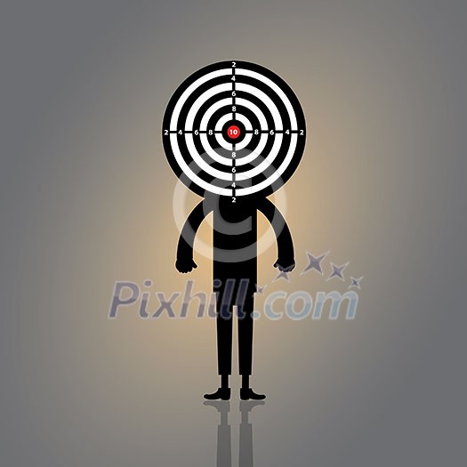 dark man with target dartboard vector cartoon 