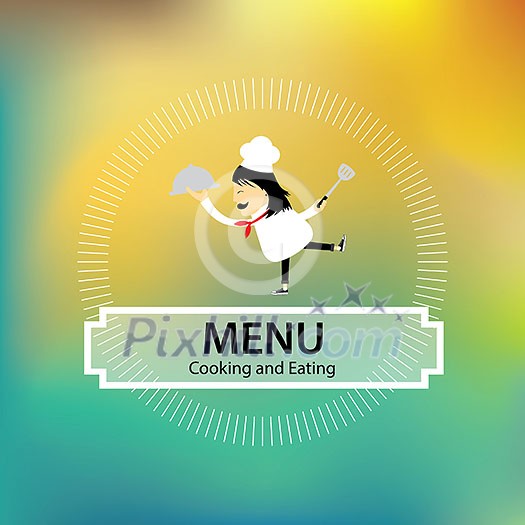 vector Chef holding a tray menu design vector Chef holding a tray menu design