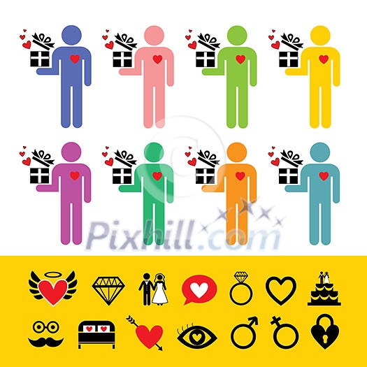vector men give a present for wedding icon vector men give a present for wedding icon