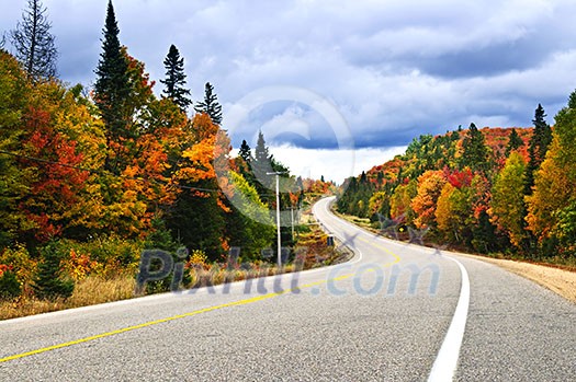 Fall scenic highway in northern Ontario, Canada