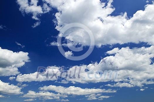 Background of blue sky with white cumulus clouds Background of blue sky with white cumulus clouds