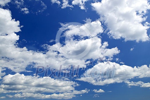 Background of blue sky with white cumulus clouds Background of blue sky with white cumulus clouds