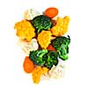 Broccoli cauliflower and carrots isolated on white background