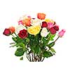 Bouquet of assorted multicolored  roses isolated on white background