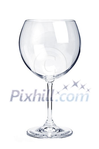 Empty red wine glass isolated on white background