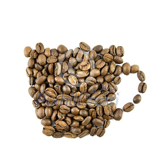 Coffee cup from coffee beans isolated on white Coffee cup from coffee beans isolated on white