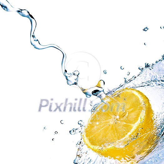 fresh water drops on lemon isolated on white fresh water drops on lemon isolated on white