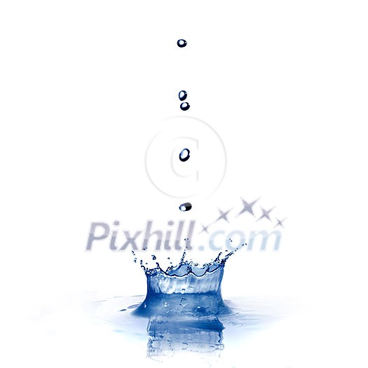 water splash with drops isolated on white