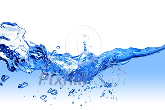 water splash with bubbles isolated on white water splash with bubbles isolated on white