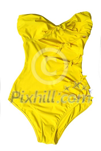 yellow woman swimming suit isolated on white yellow woman swimming suit isolated on white