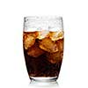 Glass of cola with ice on white background