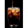 Glass of cola with ice on black background