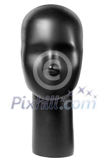 black head of mannequin isolated on white