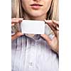 Woman hand holding empty visiting card