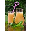 cold drink in glass with mint