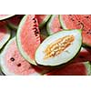slices of watermelon and melon as a food background, close up